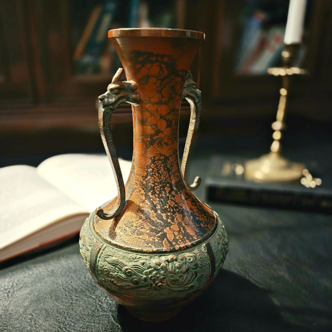 Antique Brass Vase Heavy with Handles and Engraved Pattern (Category: Vases & Decorative Bowls) located in Balanga. Submitted by crepuscularnoctis (Listing ID 1465779934, Image 2). Description: Curated Item, Handpicked. Height: 24cm Lid Diameter: 7.5cm Body Diameter: 13cm Weight: 1.19kg We ship worldwide: DHL, J&T and LBC F.B page: Crèpuscular Noctis S H O P E E: Crèpuscular Noctis L A Z A D A: Crèpuscular Noctis Please note these are vintage cur