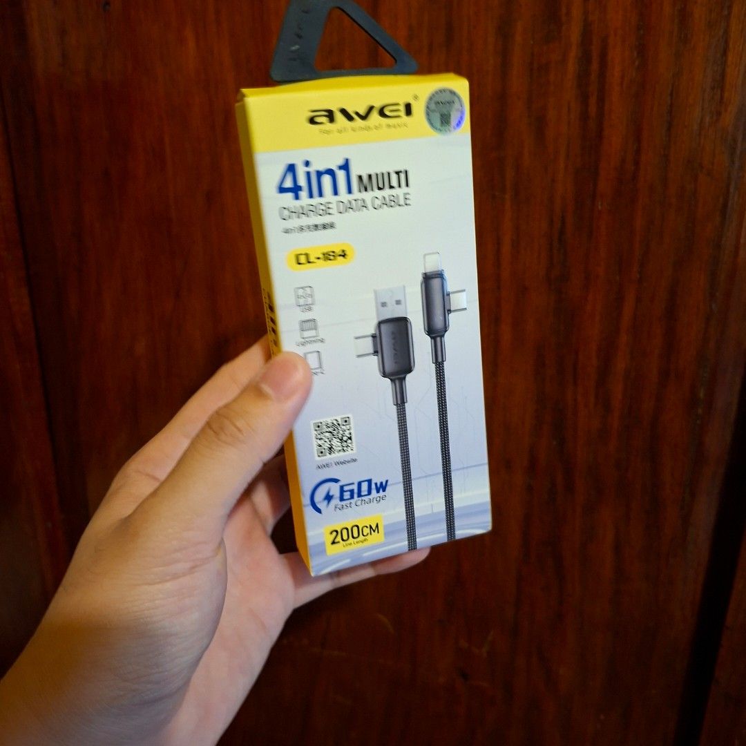 Apple lighting cable type c type a 4 in1 awei cable (Category: Craft Supplies & Tools) located in Pasig City. Submitted by thethinkers (Listing ID 1465760364, Image 3). Description: .