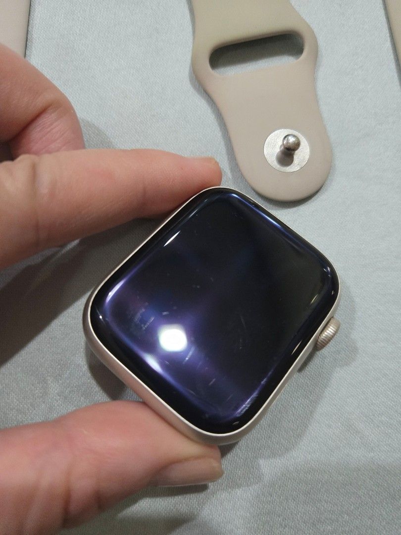 Apple Watch 7 45mm GPS + Cellular Starlight (Category: Wearables & Smart Watches) located in Manila. Submitted by anythingbyjen (Listing ID 1465786377, Image 3). Description: apple watch 7 gps + cellular 45mm starlight aluminum case with starlight sport band send me a message if you need the video.