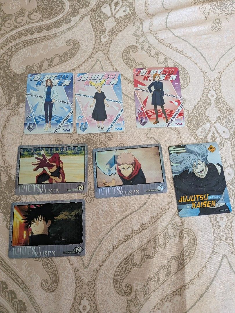 Assorted characters SR (Category: Raw Singles) located in Caloocan City. Submitted by marssells11 (Listing ID 1465773310, Image 1). Description: JUJUTSU KAISEN (SHIBUYA INCIDENT) MANYC COLLECTIBLE CARDS 20 each for N and C 40 for SR (Mahito) MOP: Maribank, GCash MOD: LBC sakto pack Shipping: LBC sakto pack Meetup: SM North, Vertish North.