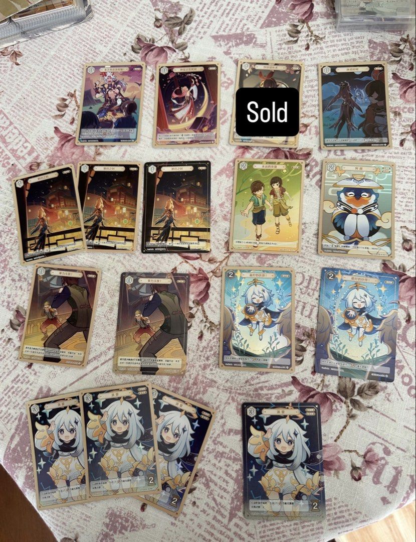 Assorted Support/Event (Category: Raw Singles) located in Naga. Submitted by windybreeze616 (Listing ID 1464439598, Image 1). Description: All cards will have sleeves + 15 pesos for toploader per card (optional) + sf I still have other cards like characters’ skills, cons, and etc. Just message me if you’re looking for a specific card! I’m also open for trading! Specifically looking for Wind and Freedom G1-G3 and Calx’s Art G3 ^^ MOP: Gcash MOD: J