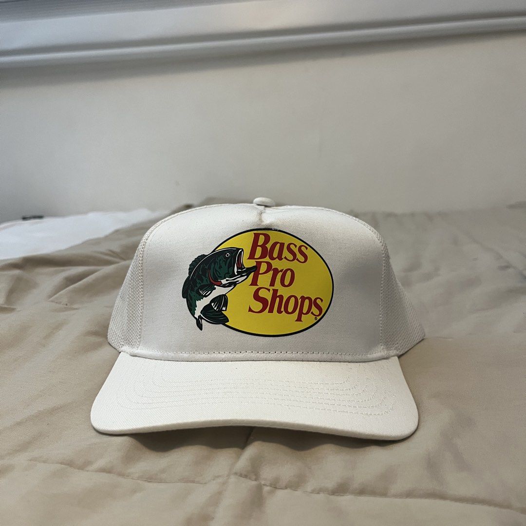 AUTHENTIC Bass Pro Shops Trucker Cap - Black (Category: Caps & Hats) located in San Jose. Submitted by porkjowls (Listing ID 1465880968, Image 3). Description: AUTHENTIC White colorway Brand new with slight issue sa print (check last pic).