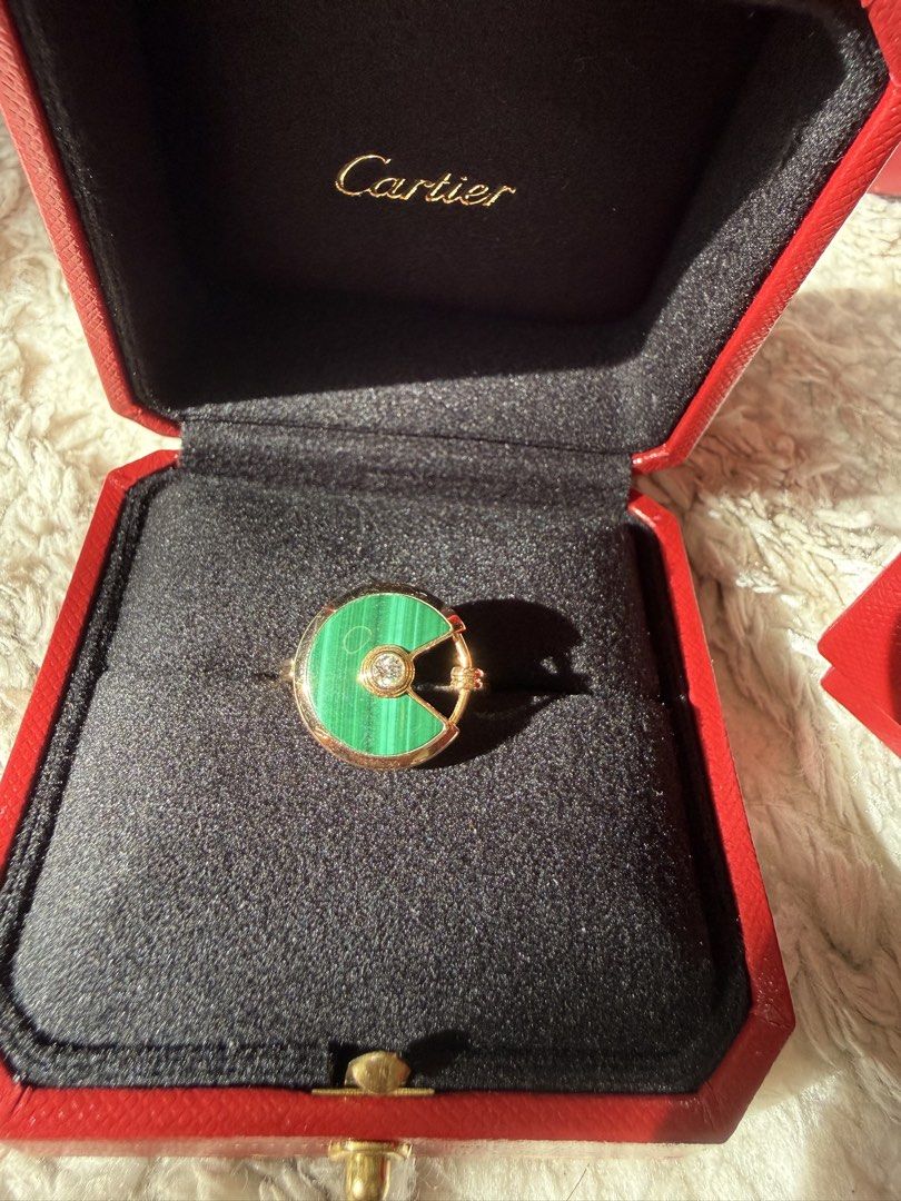 Authentic Cartier Amullete Malachite Large Model (Category: Rings) located in Makati City. Submitted by aurummaison (Listing ID 1462908530, Image 3). Description: With paper bag, inner and outer box Can di meet up at cartier greenbelt.