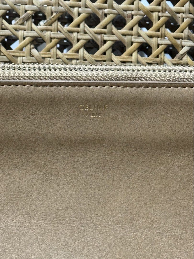 [AUTHENTIC] Celine Trio Crossbody Bag (Category: Luxury Bags & Wallets) located in Santa Rosa. Submitted by rjaarmblo (Listing ID 1465788995, Image 3). Description: - Authentic Celine beige leather shoulder bag - Elegant neutral nude tone with soft leather material - Secure top zip closure with polished gold hardware - Iconic Celine Paris gold stamped logo on the front - Equipped with a sleek, thin crossbody strap for hands-free convenience - Cle