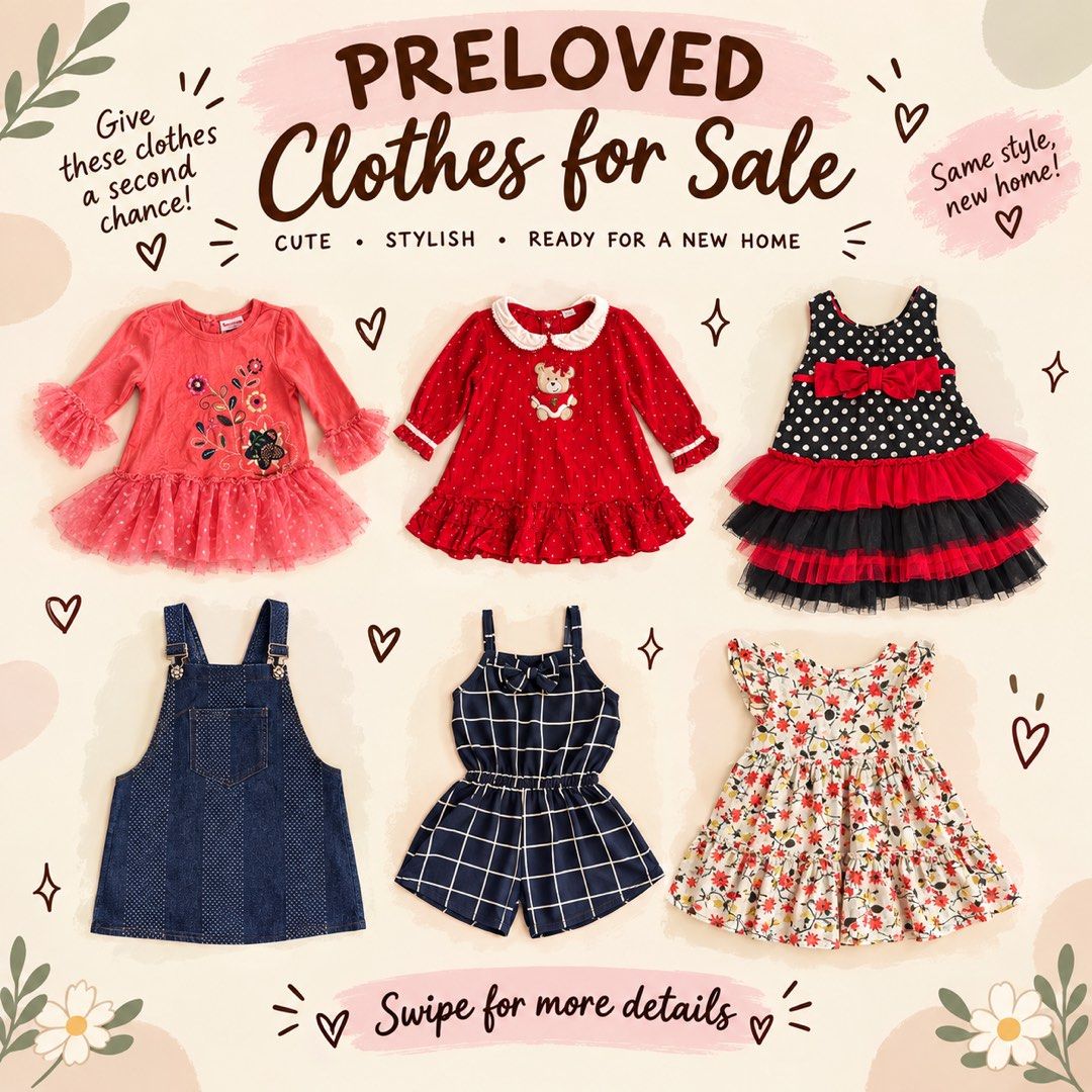 BABY CLOTHES BUNDLE FOR SALE (Category: Babies & Kids Fashion) located in Subic. Submitted by shop.solana (Listing ID 1465853505, Image 1). Description: Giving these cute little clothes a second chance! 💕 📏 Size: Small / 1–2 Years Old 👗 All items are pre-loved and in good condition 📸 Actual photos posted 💌 Feel free to message me for inquiries, measurements, or additional photos..