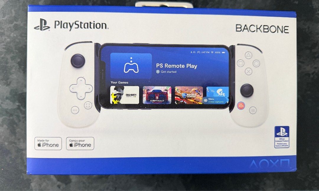 Backbone One PlayStation Edition for iPhone (Category: Controllers) located in Pasig City. Submitted by coconotclub (Listing ID 1465830774, Image 2). Description: - Official PlayStation Edition controller designed for iPhone - Transforms your smartphone into a portable gaming console - Includes adapter box specifically for iPhone 13, 13 Pro, and 13 Pro Max - Comes with original box and packaging - Ideal for cloud gaming, PS Remote Play, and nativ