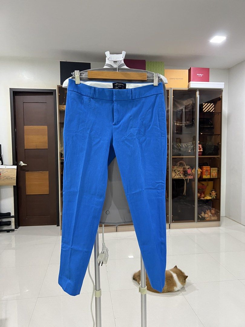 Banana Republic Blue Slim Pants (Category: Chinos) located in Manila. Submitted by imprincessg888 (Listing ID 1465859187, Image 1). Description: - Brand: Banana Republic - Color: Bright Blue - Fit: Slim fit, tapered ankle length - Waist: Mid-rise with belt loops - Closure: Front button and zip - Details: Clean pressed center creases - Style: Great for work or smart casual days.