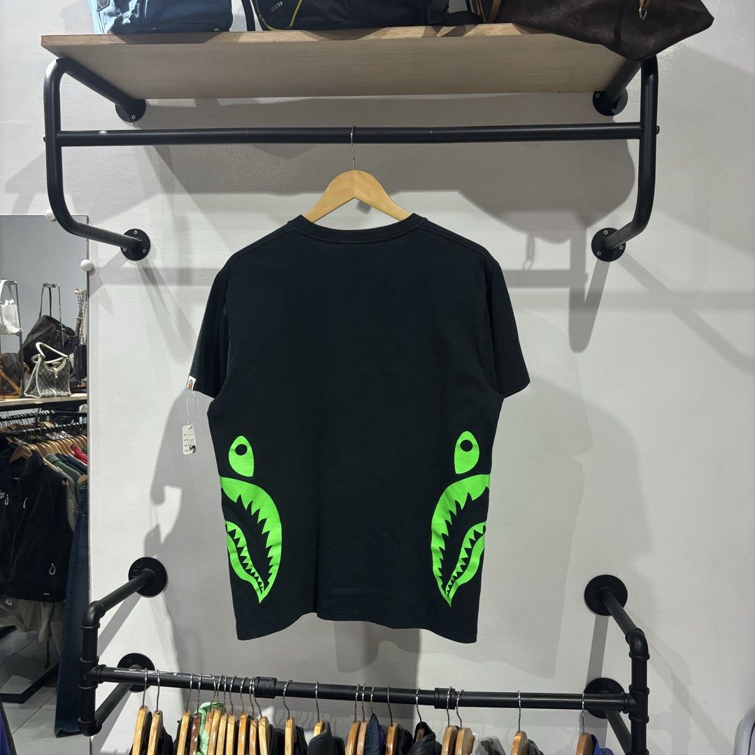 BAPE Neon Bicolor Side Shark Tee (Category: Formal Shirts) located in Bambang. Submitted by heats777 (Listing ID 1465824636, Image 3). Description: Excellent condition No issue Size: M on tag.
