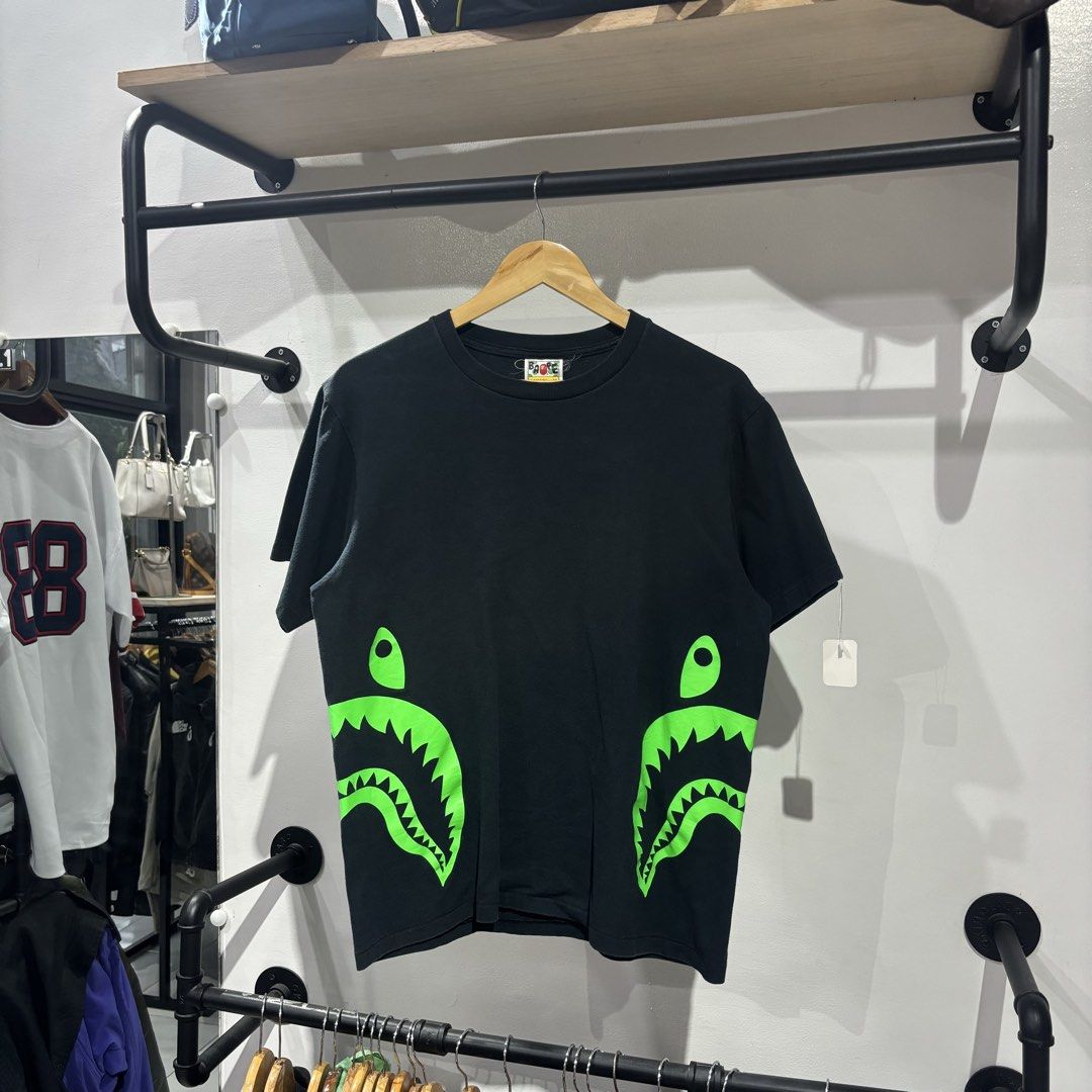 BAPE Neon Bicolor Side Shark Tee (Category: Formal Shirts) located in Bambang. Submitted by heats777 (Listing ID 1465824636, Image 2). Description: Excellent condition No issue Size: M on tag.