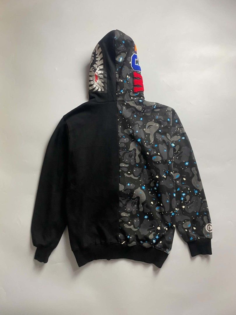 Bape Shark Space Camo Split Full Zip Hoodie (Category: Coats, Jackets and Outerwear) located in Manila. Submitted by arjay_cuayzon2 (Listing ID 1465904555, Image 2). Description: as new no issue complete tags color rate 10/10 23x27.