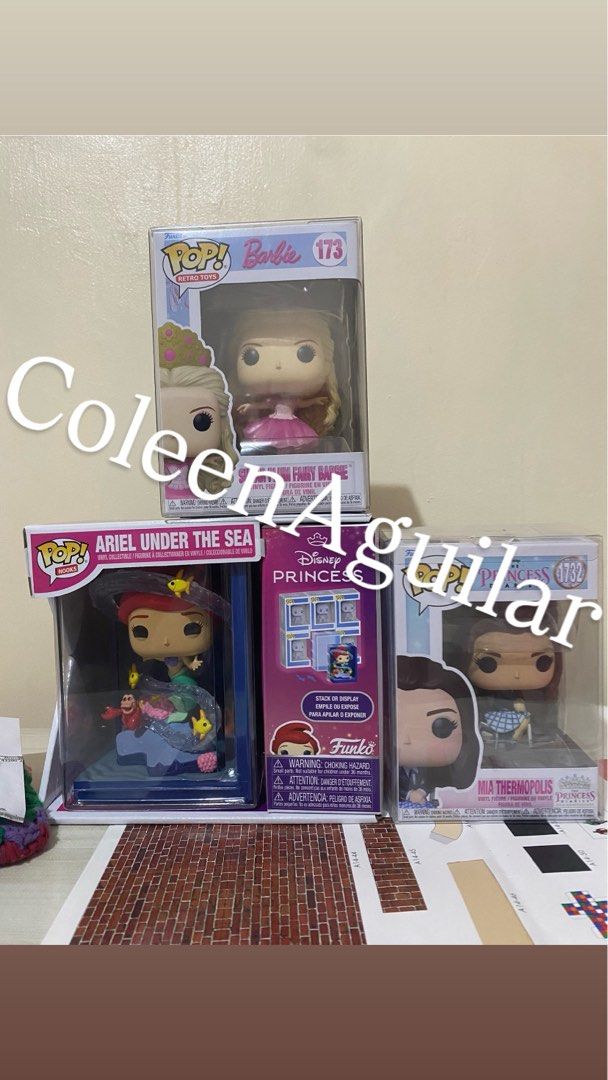 Barbie and Disney Funkos (Category: Figurines & Statues) located in Manila. Submitted by page.null (Listing ID 1465897442, Image 1). Description: For Sale Funko Pop Nooks Ariel Under the Sea / The Princess Diaries Mia Thermopolis makeover scene / Barbie the Nutcracker If Set - ₱3900 If individual Funko Pop Nooks Ariel Under the Sea- ₱1800 Funko Pop The Princess Diaries Mia Thermopolis makeover scene with acrylic case-₱1500 Funko Pop Barbie the Nu