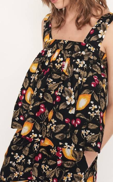 Ba&Sh - Eiffel Printed Blouse (Category: Sleeveless) located in Cebu City. Submitted by bnta.bnta (Listing ID 1465846489, Image 3). Description: Ba&Sh Eiffel Printed Blouse featuring a black and multicolor fruity lemon print and shoulder ties..