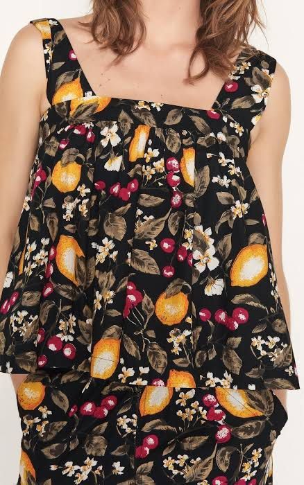 Ba&Sh - Eiffel Printed Blouse (Category: Sleeveless) located in Cebu City. Submitted by bnta.bnta (Listing ID 1465846489, Image 2). Description: Ba&Sh Eiffel Printed Blouse featuring a black and multicolor fruity lemon print and shoulder ties..