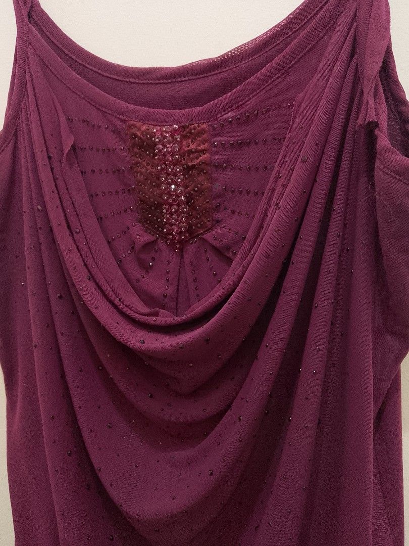 Beaded Plum Evening/Outside Top (Category: Others Tops) located in Rizal. Submitted by keylla_cadiena (Listing ID 1465907885, Image 2). Description: Super pretty in Person✨ Color Plum/Deep purple💜 adjustable strap Can fit on S-L missing breaded but not noticeable Can do lower Pr 65% cotton and 35% acrylic rfs: need blood test Pr + sf.
