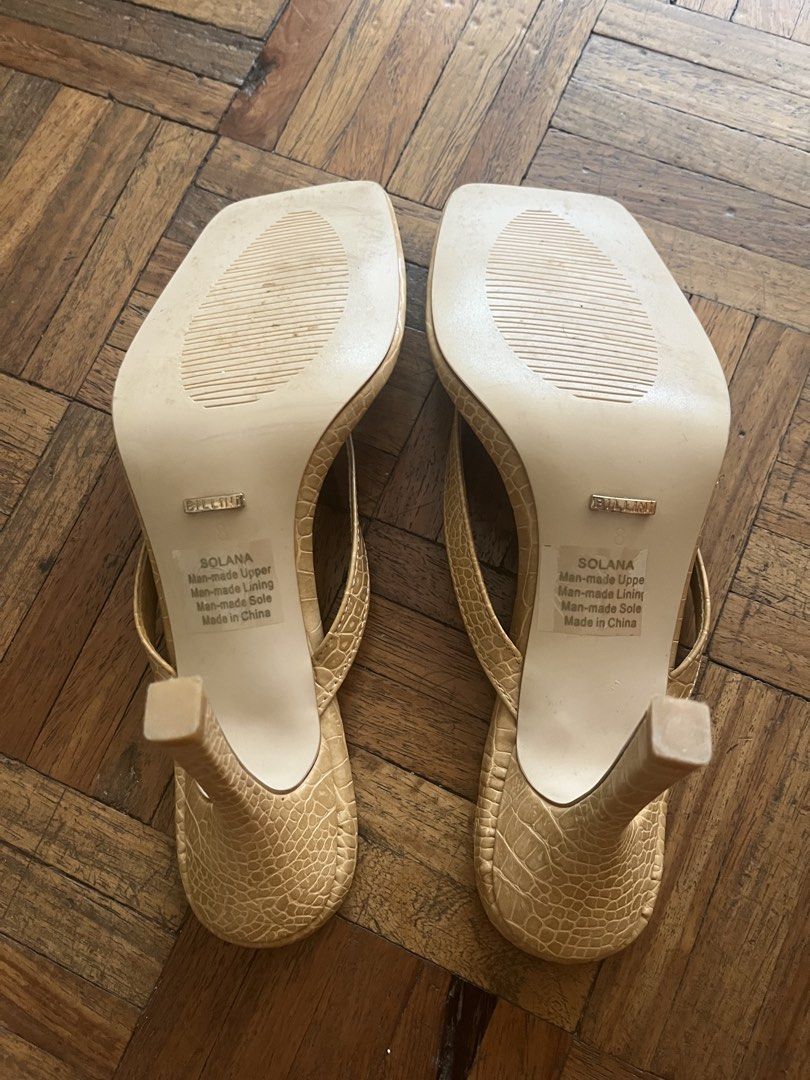 Billini Solana Crocodile Print Heels (Category: Heels) located in Makati City. Submitted by yoursecondbest (Listing ID 1465794629, Image 3). Description: Size 38 in PH. Used once in a carpeted area pa. This is Australian brand. No scrubs can pass as new. 3 inches heels..