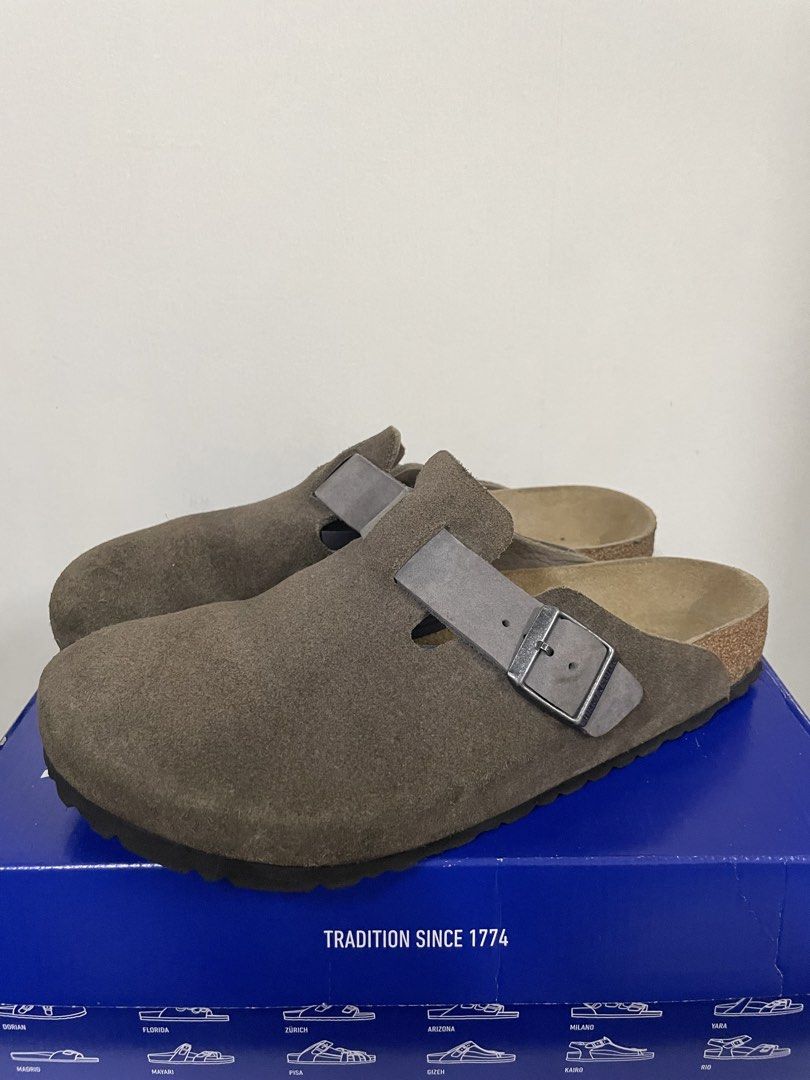 Birkenstock Boston Suede Brown 42 (Category: Slippers & Slides) located in Quezon City. Submitted by drake0302 (Listing ID 1465952204, Image 1). Description: For sale: birkenstock boston suede brown 42 , men us9.5-10 , grey strap , no box , 2025 purchase , authentic.