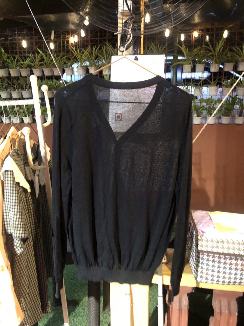 Black Mickey Mouse V-Neck Cardigan (Category: Coats, Jackets and Outerwear) located in Cauayan City . Submitted by wholly.craaaft (Listing ID 1465874964, Image 3). Description: - Color: Black - Style: V-neck button-up knit cardigan with regular fit - Design: Embroidered Mickey Mouse graphics on the chest - Features: Long sleeves, ribbed cuffs and hem - Material: Lightweight and slightly sheer - Condition: Excellent / Like new - Perfect for effort