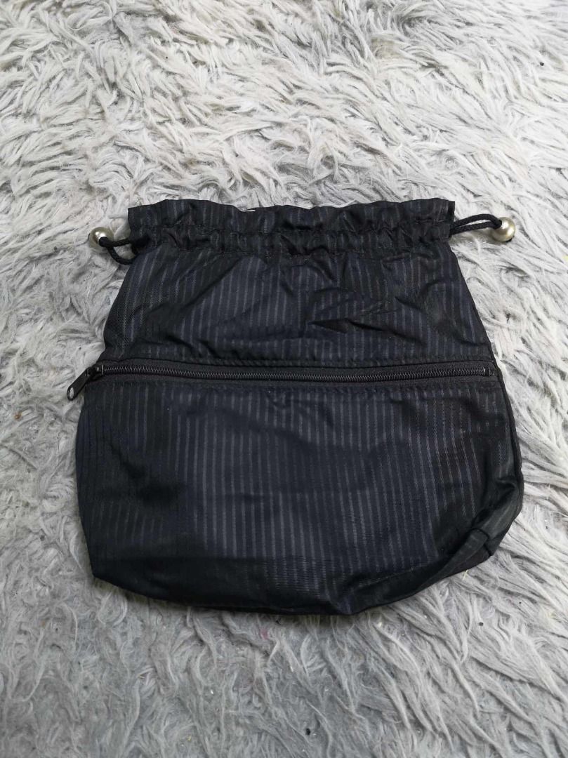 Black Striped With Front Zipper Pocket Pouch (Category: Purses & Pouches) located in Santa Cruz. Submitted by jmy_surplus.2 (Listing ID 1465884699, Image 1). Description: Size ; L - 8.6 W - *.2 Color ; Black Type ; Pouch Brand ; No brand Material ; Nylon Style ; Drawstring Cosmretic Pouch LR 129 JMY 5 Batch #224.
