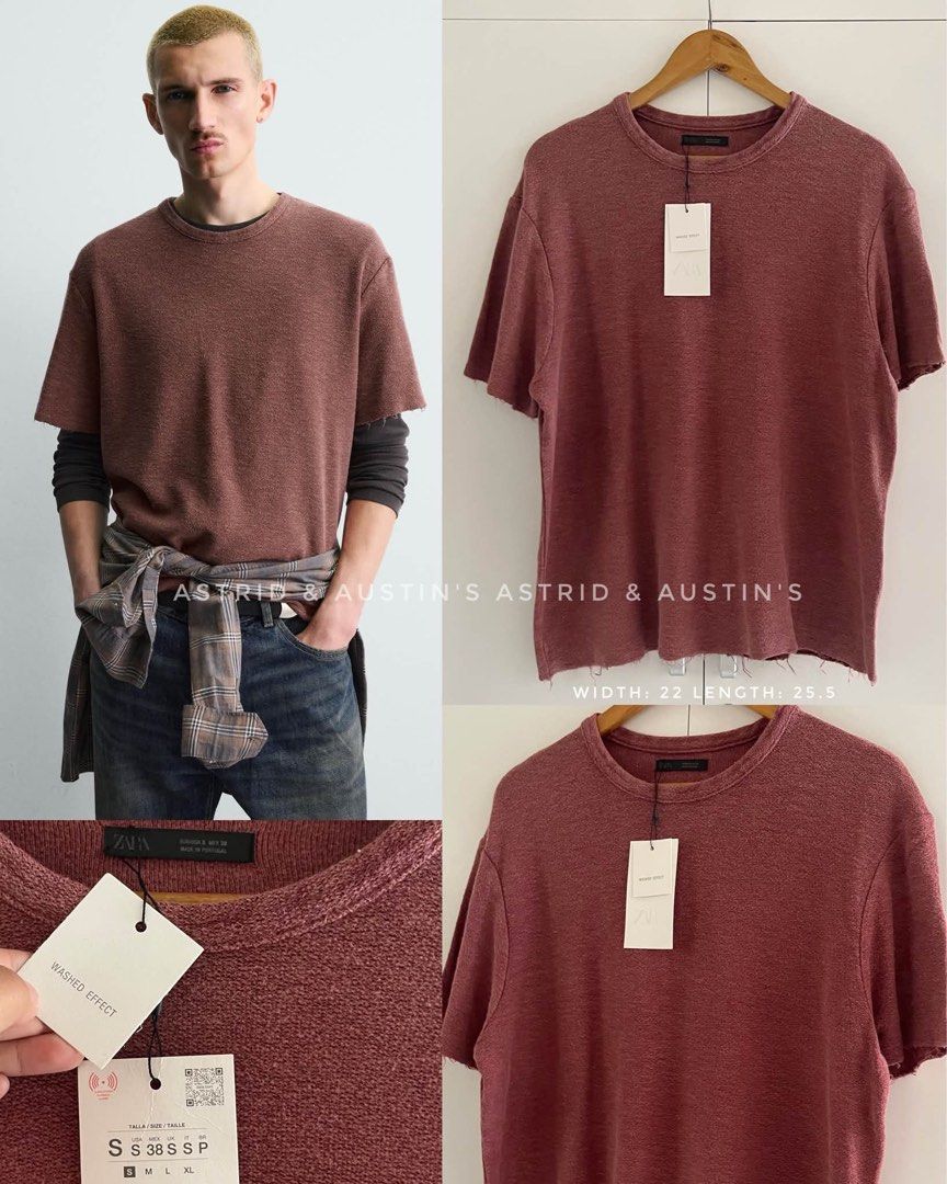 BNWT ZARA textured shirt (Category: Tshirts & Polo Shirts ) located in Dasmarinas. Submitted by allisongrey1323 (Listing ID 1465761849, Image 1). Description: BNWT ZARA washed textured shirt Small on tag width: 22 length: 25.5 price: 850.