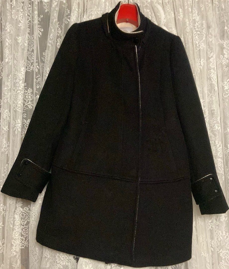 Bossini Black High Stand-Up Collar Wool-Blend Zip-Up Coat (Category: Coats, Jackets and Outerwear) located in Caloocan City. Submitted by declutteringph. (Listing ID 1465928021, Image 3). Description: Size S 165/84Y on the tag! Dimensions: (inches) Shoulder width: 13.5” Bust width: 20” Body Length: 29” Sleeves Length: 23” .