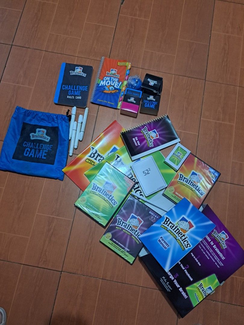 Brainetics Deluxe Set Math Memory Game DVDs and Manuals (Category: Educational & Learning Toys) located in Quezon City. Submitted by sbvdmanaog (Listing ID 1465760911, Image 2). Description: Brainetics Deluxe Set for ages 9-99. Boosts math skills and interactive DVDs, playbooks, manuals, and games. *PENS DRIED UP DUE TO STORAGE.