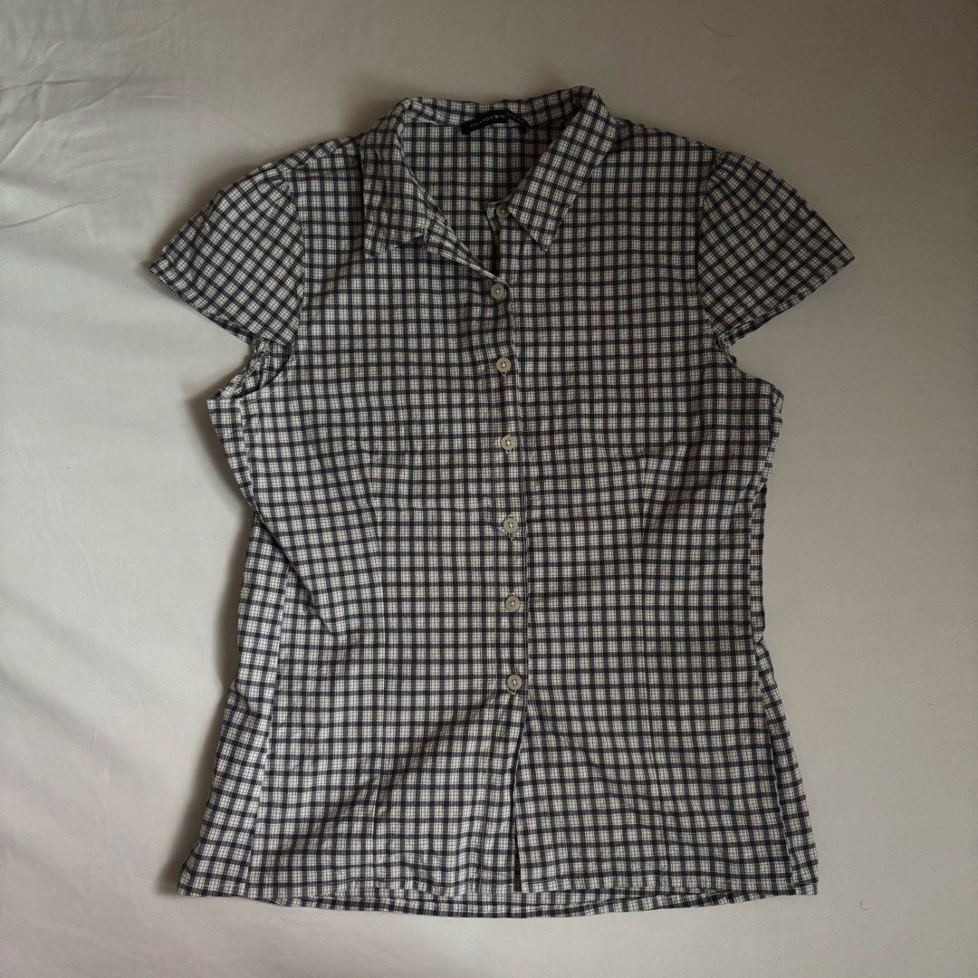 Brandy Melville Black White Plaid Gingham Button Up Blouse (Category: Blouses) located in Las Pinas. Submitted by 913declutters (Listing ID 1465830119, Image 1). Description: Brandy Melville Dark Blue Gingham Rue Top .