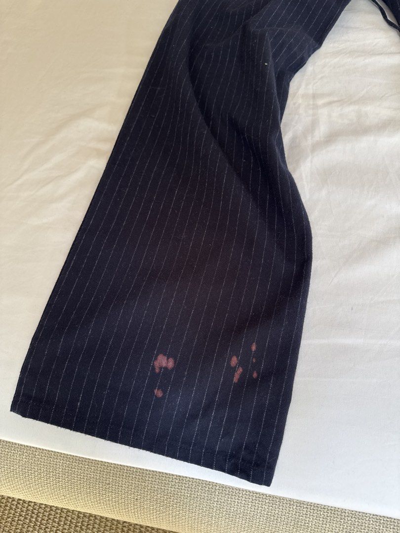 Brandy Melville Lowrise Striped Pants (Category: Other Bottoms) located in Quezon City. Submitted by mm0ng (Listing ID 1465829888, Image 3). Description: - Bought from brandy in rome but theres no brandy/john galt tag for some reason - Bleach stains on lower left leg - Best fits XS.