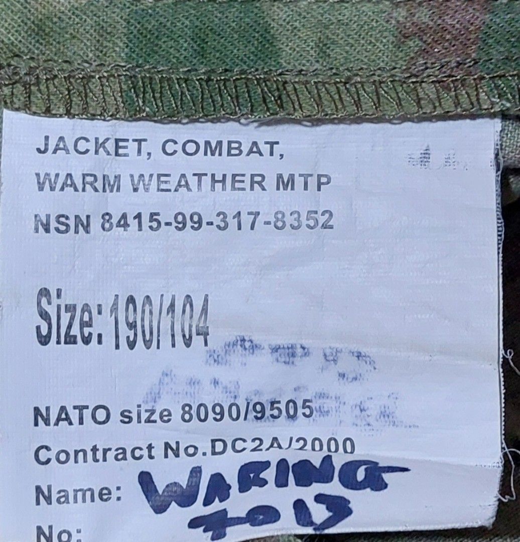British Military MTP (Category: Coats, Jackets and Outerwear) located in Baguio. Submitted by wagwagan_001 (Listing ID 1465893000, Image 2). Description: excellent 190/104 22.5 x 31.5.