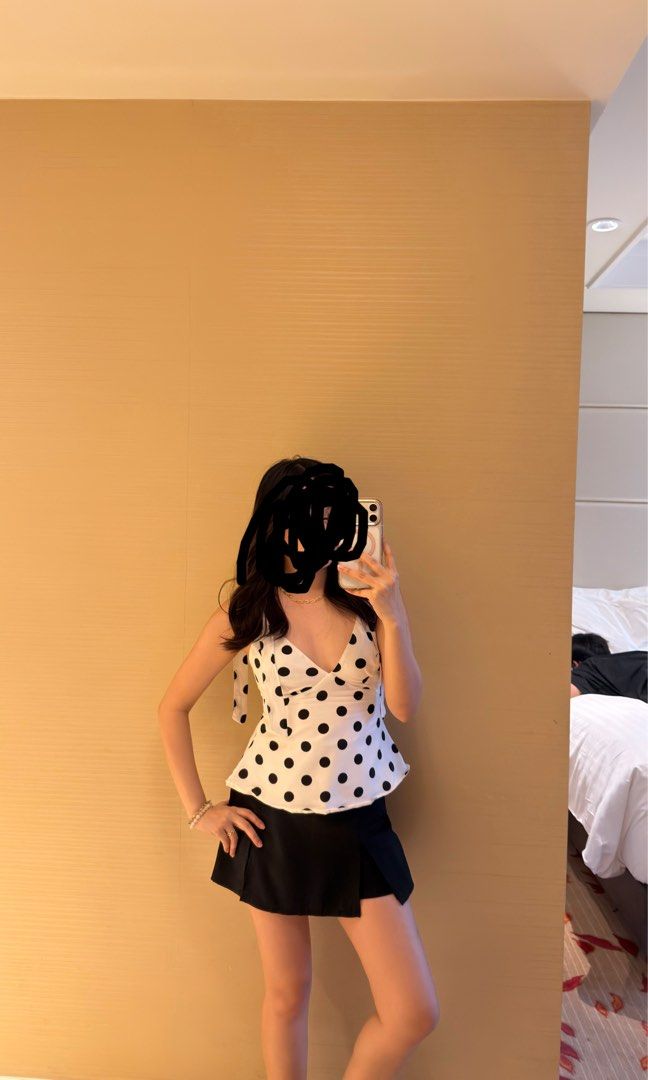 Bsco polka top (Category: Others Tops) located in Manila. Submitted by glam.bliss (Listing ID 1465902484, Image 1). Description: Size small can fit xs-s worn twice only.