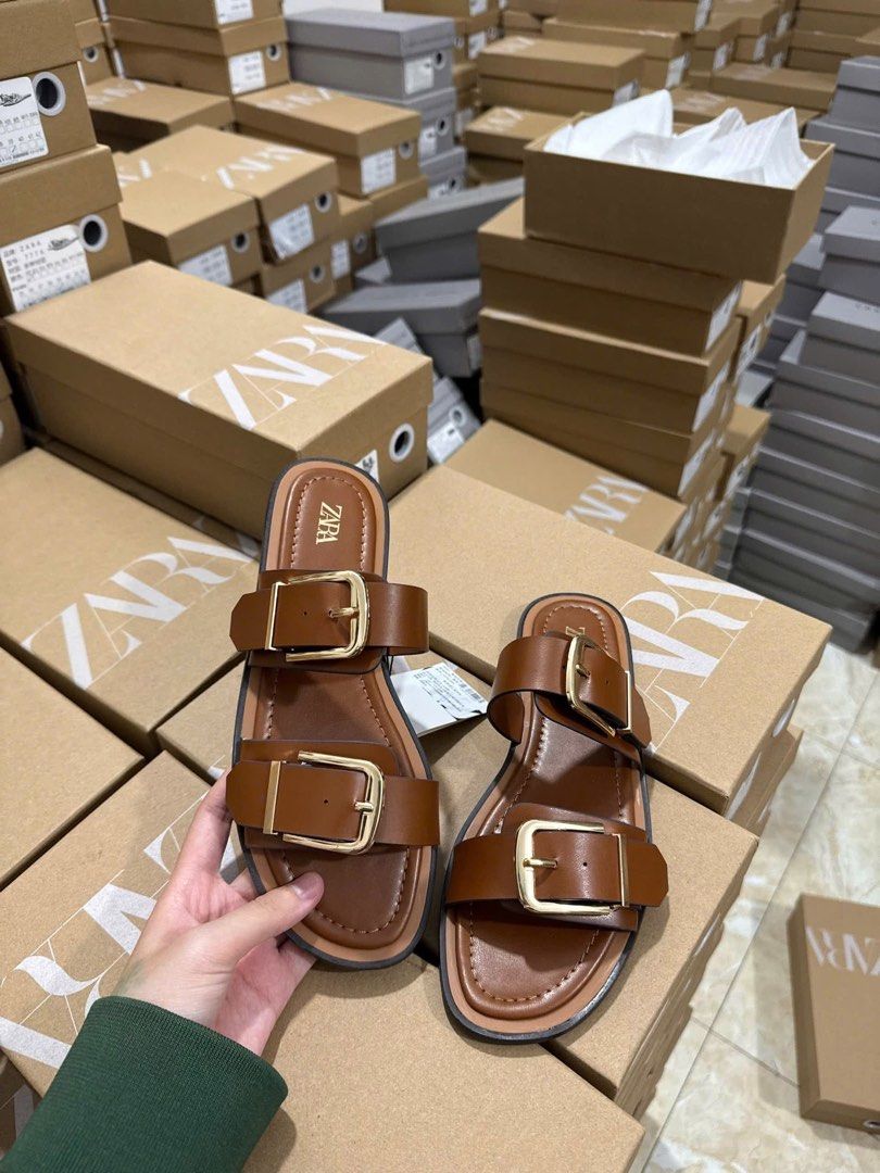 Buckle Flat Sandals (Category: Flats & Sandals) located in Manila. Submitted by aiman_sole5 (Listing ID 1465839177, Image 3). Description: cream or brown? 🤎🤍 honestly… both 😭 the kind of sandals you can literally throw on and still look put together ✨ ₱1,085 only - with box and paperbag Available size: 35. 36. 37. 38. 39. 40 📍 Imus, Cavite - Lalamove available (same day delivery) - JNT shipping available.