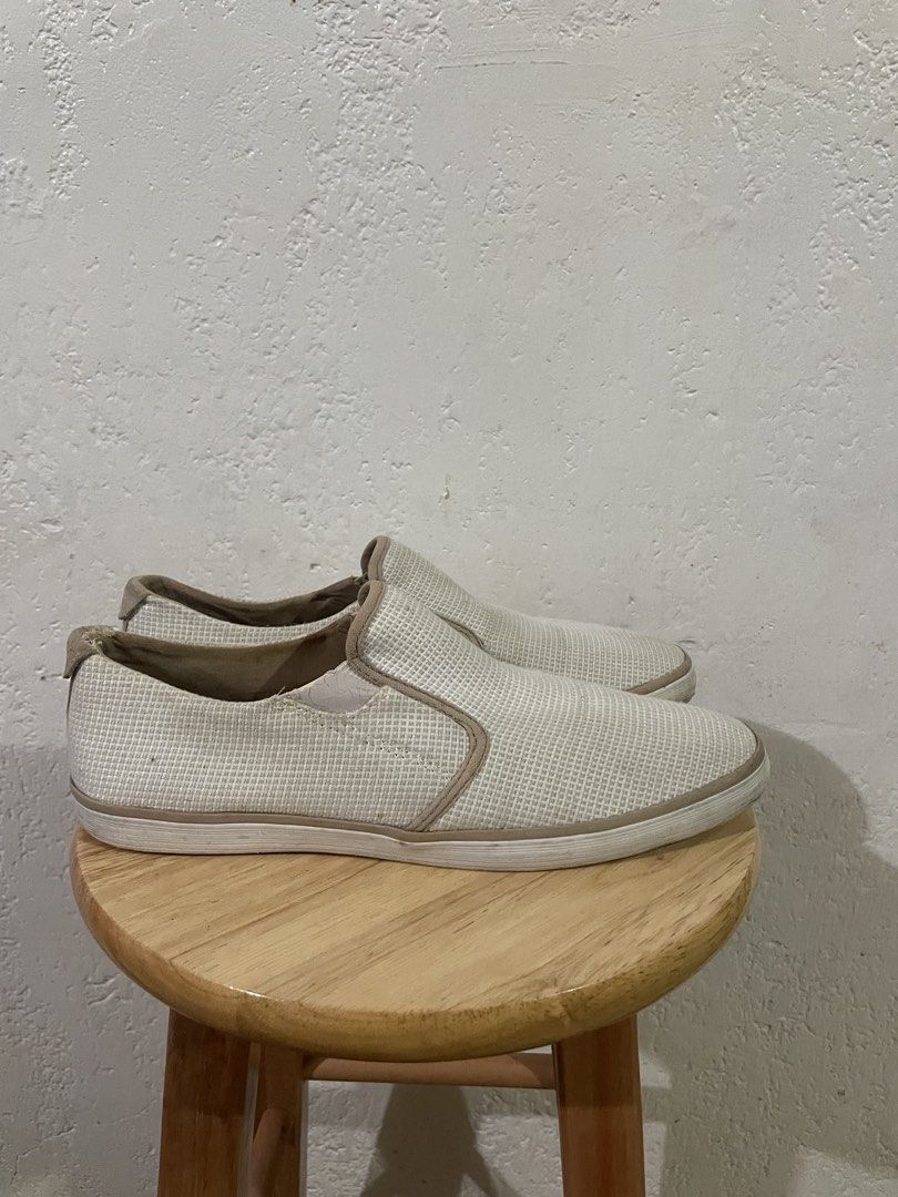 CALL IT SPRING Beige & White Slip-On Shoes (Category: Casual Shoes) located in Talisay. Submitted by mrjannchristian (Listing ID 1465872408, Image 2). Description: - Brand: Call It Spring - Style: Easy slip-on casual shoes - Color/Material: Neutral beige woven fabric - Comfort: Cork insoles - Soles: White rubber outsoles with light wear marks - Condition: Great for everyday wear, stylish and comfortable WITH BOX :) .