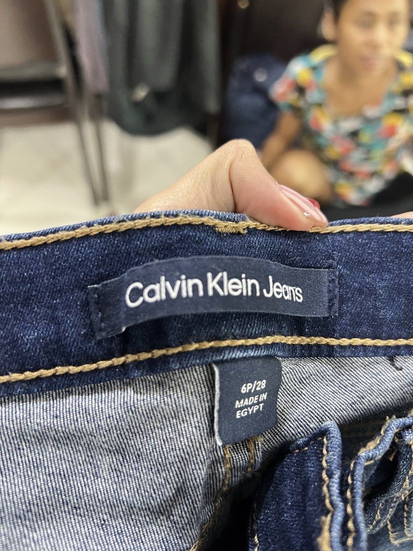 Calvin Klein Jeans Denim Pants Size 28 (Category: Jeans) located in Manila. Submitted by imprincessg888 (Listing ID 1465859324, Image 3). Description: - Brand: Calvin Klein - Size: 6P / 28 - Color: Dark blue with classic denim wash and contrast stitching - Features: Five-pocket styling, zip fly with button closure - Origin: Made in Egypt - Condition: Great everyday staple, versatile and easy to match.