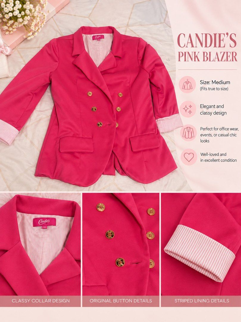 Candies pink blazer (Category: Blouses) located in Manila. Submitted by attymariel (Listing ID 1465911031, Image 1). Description: .