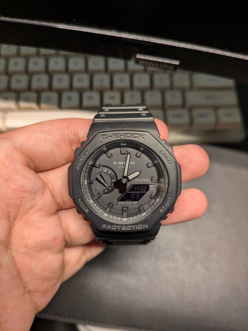 Casio G-Shock GA-2100 Triple Black/Stealth (Category: Men's Watches) located in Quezon City. Submitted by kovdeclutters (Listing ID 1465828706, Image 1). Description: Selling an authentic Casio G-Shock GA-2100-1A1 "CasiOak" in the iconic Triple Black / Stealth colorway. Watch is in overall good condition just some minor daily wear Location is Marikina, shipping c/o buyer RFS: Will upgrade to the "luxe" model.