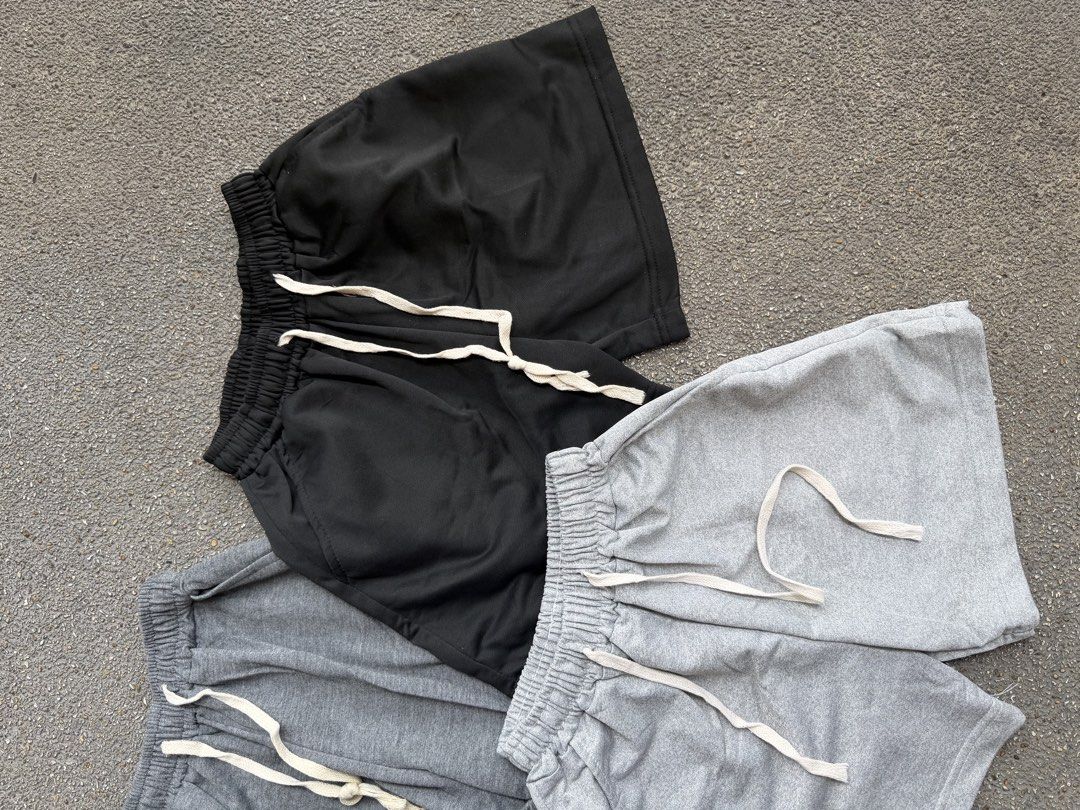 Casual Drawstring Lounge Shorts Bundle Pack (Category: Shorts) located in San Fernando. Submitted by houseof_jj (Listing ID 1465781113, Image 3). Description: USED SIZE: S - Bundle includes 3 colors: Black, Dark Grey, and Light Grey - Super soft and comfortable cotton-blend fabric - Features a secure elastic waistband with stylish thick cream drawstrings - Convenient deep side pockets for your phone and keys - Versatile design, easy to match with