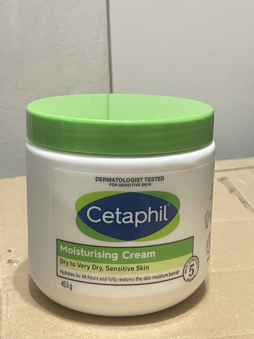 Cetaphil Moisturizing Cream 453g (Category: Face Care) located in Manila. Submitted by lwnhh (Listing ID 1465832844, Image 1). Description: - Product: Cetaphil Moisturizing Cream Large Tub - Net Weight: 453 grams - Skin Type: Ideal for dry to very dry and sensitive skin - Benefits: 48-hour long-lasting hydration and moisture barrier repair Expiry: February 2028 RFS: Not for my skin type, barely used and just removed the tin foil.
