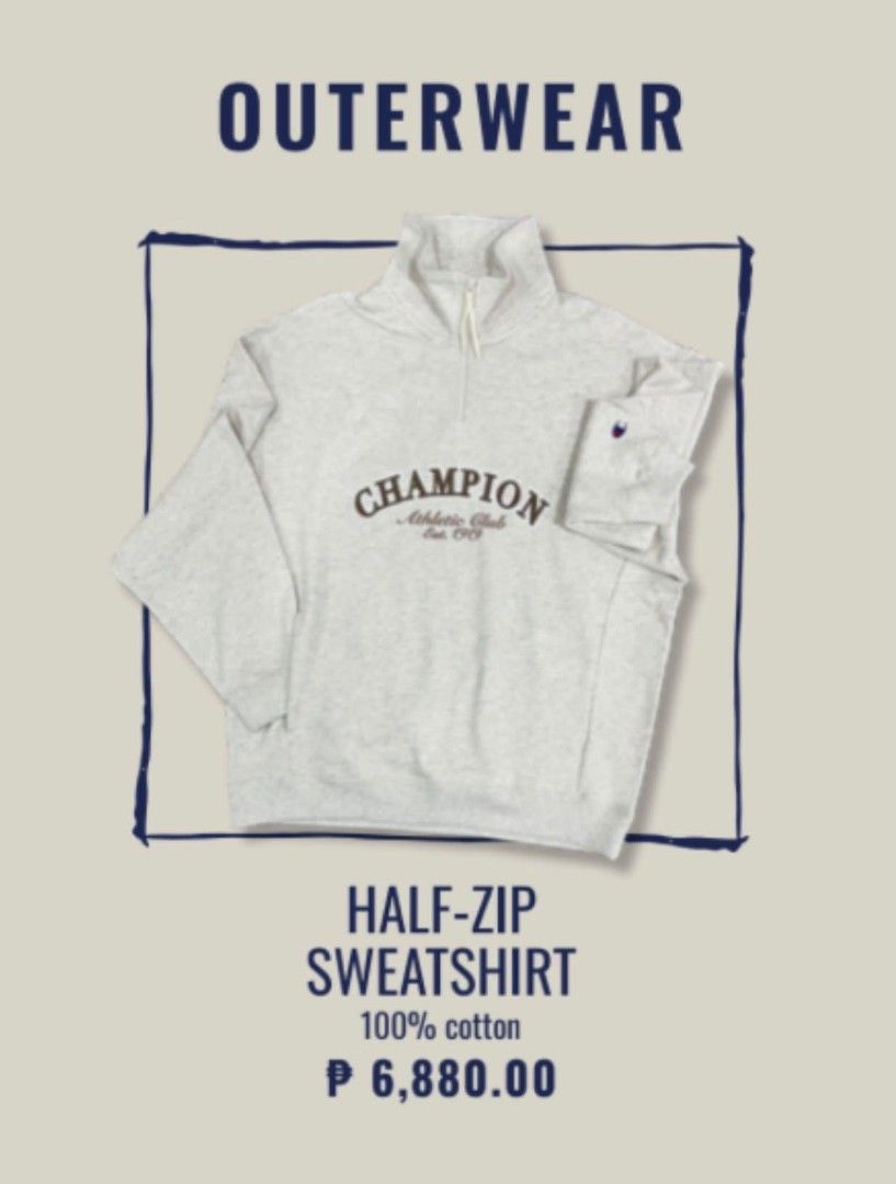 Champion x V Collection Half Zip Sweatshirt (Category: K-Wave Merchandise) located in Valenzuela. Submitted by jecsmerch (Listing ID 1465790184, Image 1). Description: wts lfb champion x V ph bts Champion x V collection half zip sweatshirt • onhand • medium • payo • still with original plastic price is fixed, no patong ❤️💖 rfs: size is big loc: marikina mop: gcash mod: sdd 🏷️ wts lfb ic inch interest check bts kim taehyung bts ph champion.