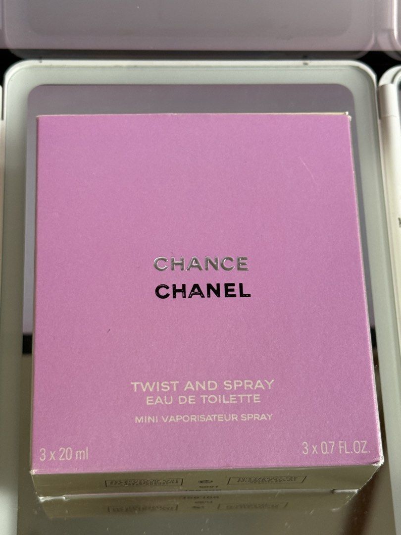 chanel chance twist & spray EDT (Category: Fragrance & Deodorants) located in Quezon City. Submitted by iadourysl (Listing ID 1465778672, Image 2). Description: used for a few times - each bottle contains 20ml x 3 EDT - rfs declutter bought for 8k.