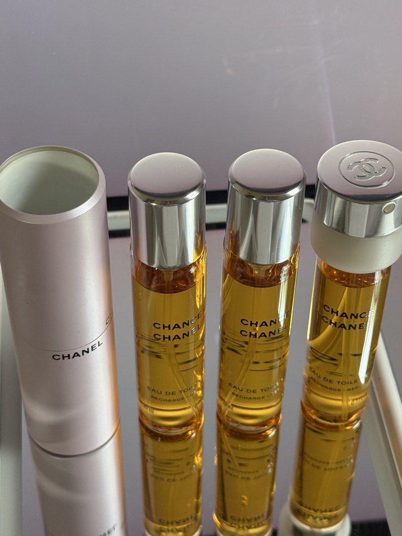 chanel chance twist & spray EDT (Category: Fragrance & Deodorants) located in Quezon City. Submitted by iadourysl (Listing ID 1465778672, Image 1). Description: used for a few times - each bottle contains 20ml x 3 EDT - rfs declutter bought for 8k.