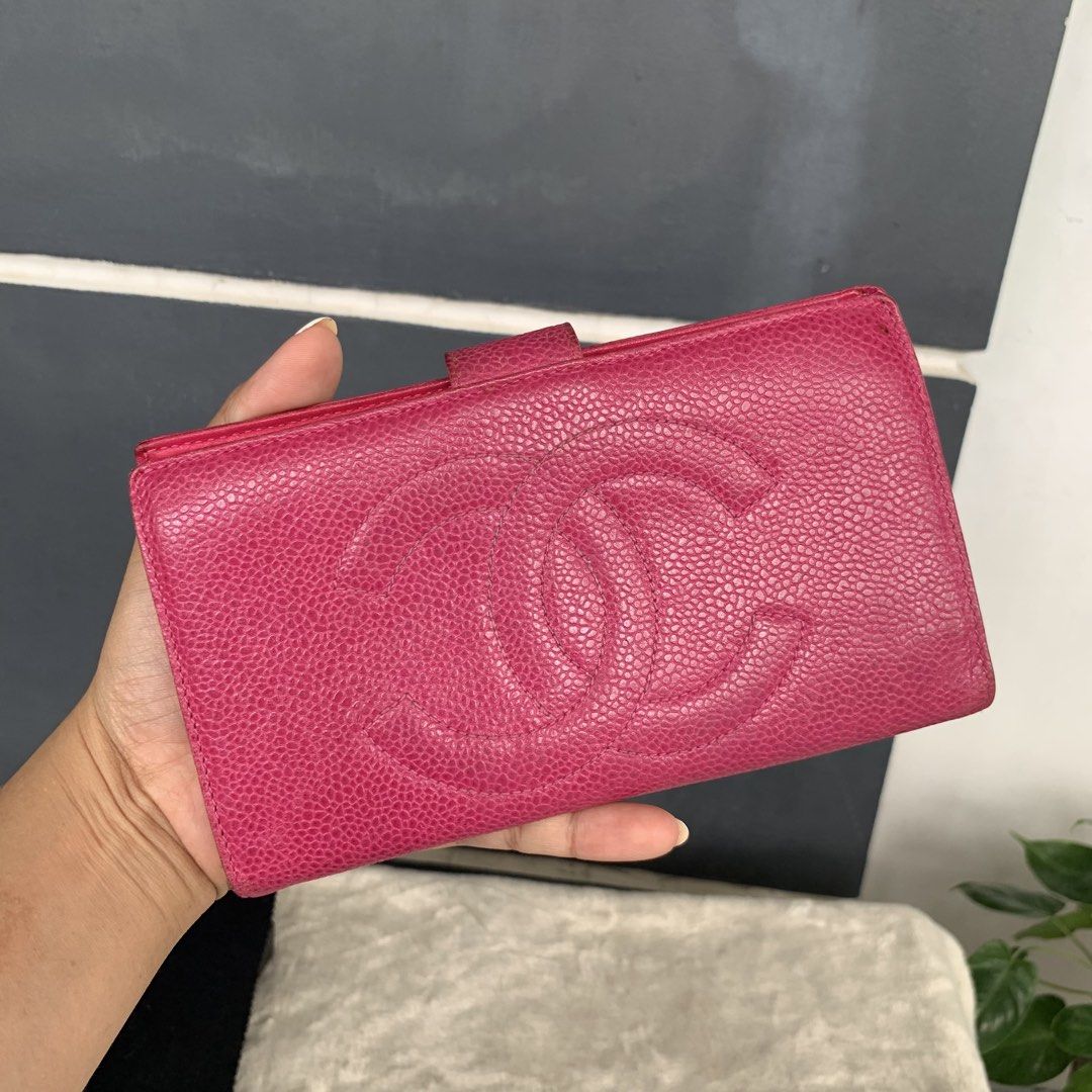 Chanel pink caviar long wallet (Category: Luxury Bags & Wallets) located in San Pablo. Submitted by iamtrina (Listing ID 1465916058, Image 1). Description: - Authentic Chanel wallet - Vibrant pink color - Snap closure - Multiple card slots - Coin compartment and additional storage - Includes authenticity card and chanel box - caviar leather - Classic design.