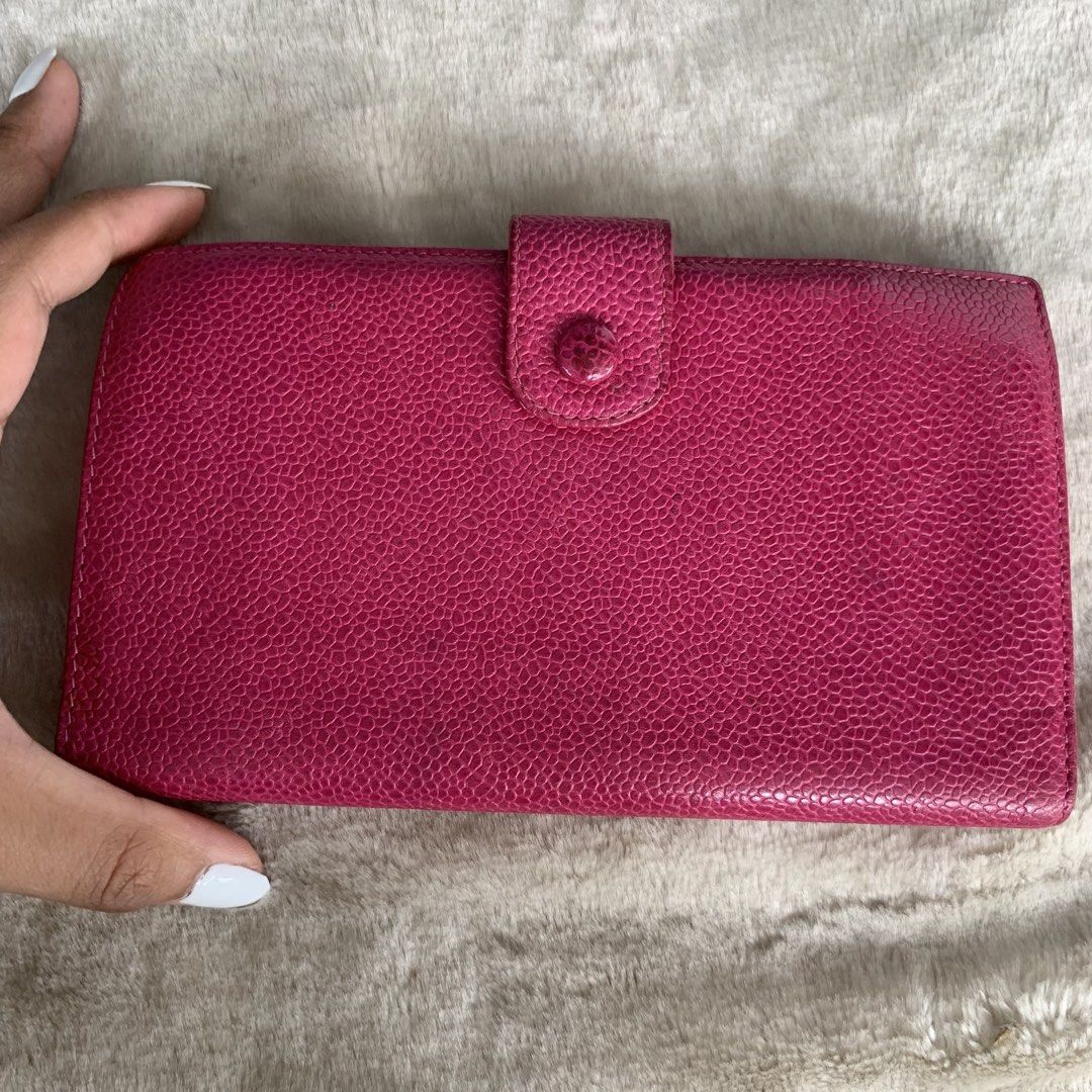 Chanel pink caviar long wallet (Category: Luxury Bags & Wallets) located in San Pablo. Submitted by iamtrina (Listing ID 1465916058, Image 2). Description: - Authentic Chanel wallet - Vibrant pink color - Snap closure - Multiple card slots - Coin compartment and additional storage - Includes authenticity card and chanel box - caviar leather - Classic design.