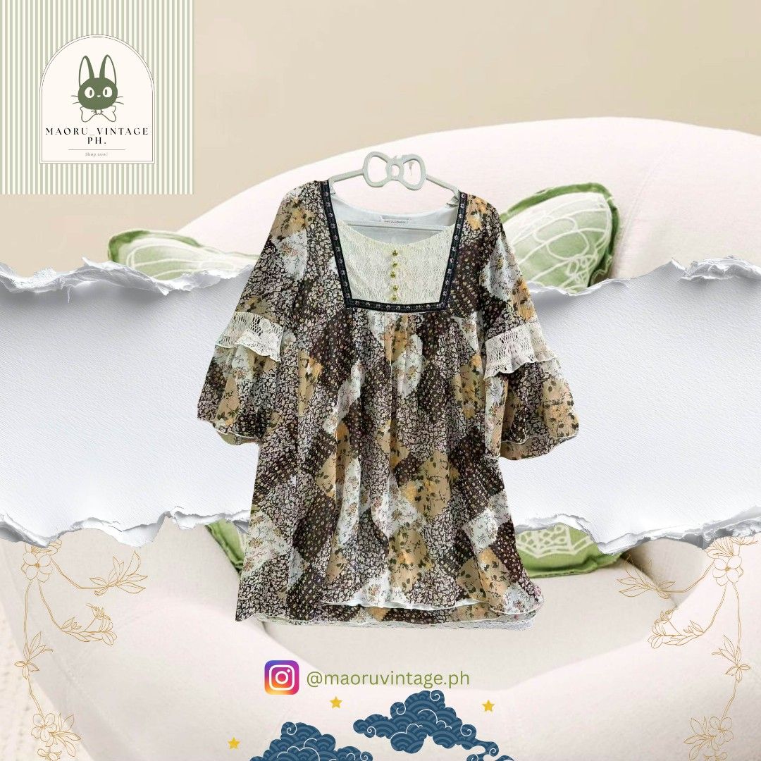 charming floral patchwork blouse (Category: Blouses) located in Koronadal. Submitted by maoruvintageph (Listing ID 1465952152, Image 1). Description: Hi this is Mauro 🛍️, how may I assist you today? 🔖 Import item 📦✈️ charming floral patchwork blouse DM me for order #maoruvintage.