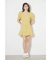 chartreuse short-sleeve mini dress features a V-neckline and a front button placket (Category: Dresses) located in Cordova. Submitted by thedecluterrer (Listing ID 1465899248, Image 2). Description: .