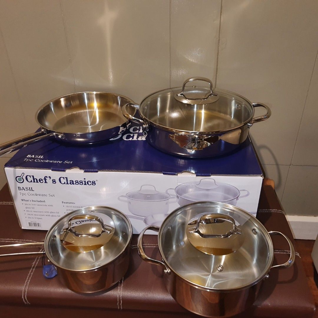 Chef's classics basil 7 pcs stainless cookware set (Category: Gardening Tools & Ornaments) located in Pasig City. Submitted by thethinkers (Listing ID 1465762603, Image 3). Description: .