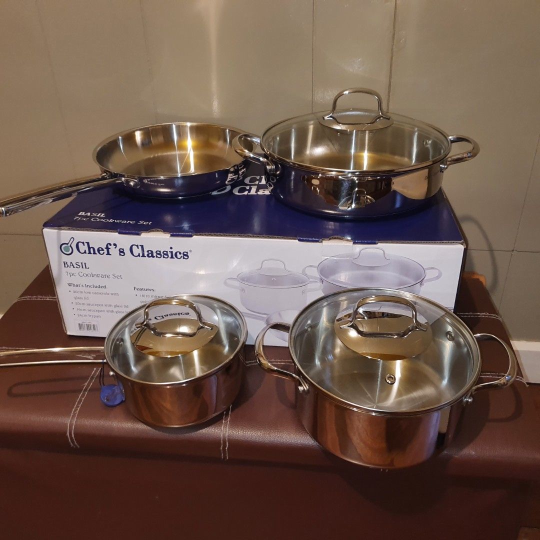Chef's classics basil 7 pcs stainless cookware set (Category: Gardening Tools & Ornaments) located in Pasig City. Submitted by thethinkers (Listing ID 1465762603, Image 2). Description: .