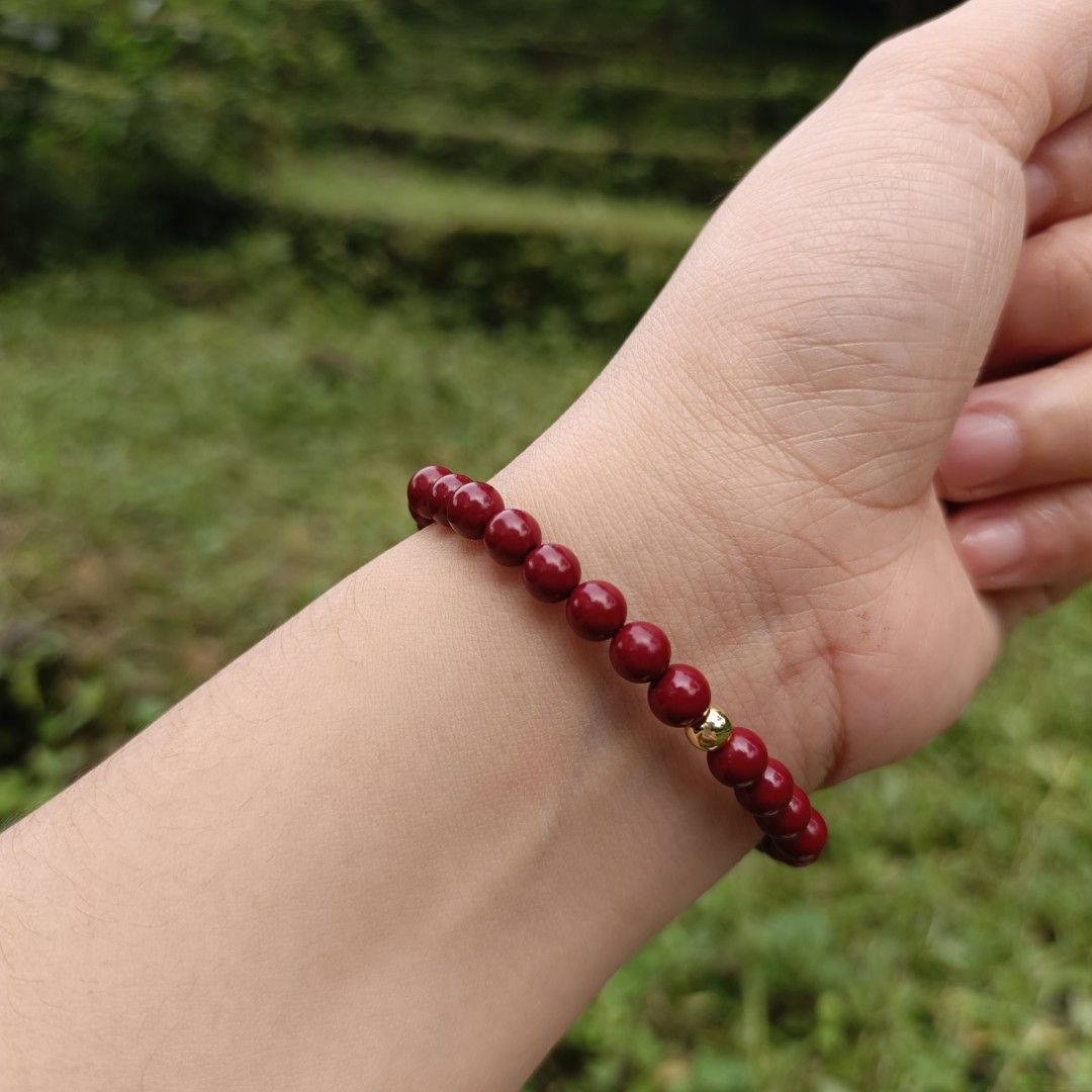CINNABAR (Category: Bracelets) located in Manila. Submitted by enchantra_gems (Listing ID 1465917661, Image 3). Description: ✨ CINNABAR NATURAL STONE BRACELET ❤️ A striking red-toned stone with a bold, elegant look. Cinnabar is traditionally associated with prosperity, protection, confidence & abundance. 📏 Bead Size 6mm 🤍 Wrist Size: 15-16cm 💰 Price: ₱250 ✨ Material: Natural Cinnabar Stone Each stone is naturally unique, with variations in col