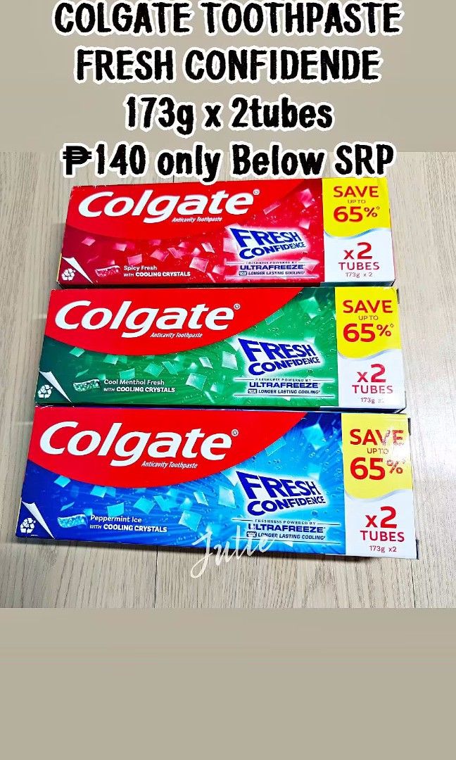 Colgate Fresh Confidence 173g x 2 tubes (Category: Oral Care) located in Manila. Submitted by julie_julie01 (Listing ID 1465849180, Image 1). Description: Location: San Andres Bukid Manila 📌 Meet up: Quirino Bakery San Andres 🛵 Lalamove within Metro Manila Same day delivery (Payment first on the item) 💸 Shipping fee shouldered by the buyer.
