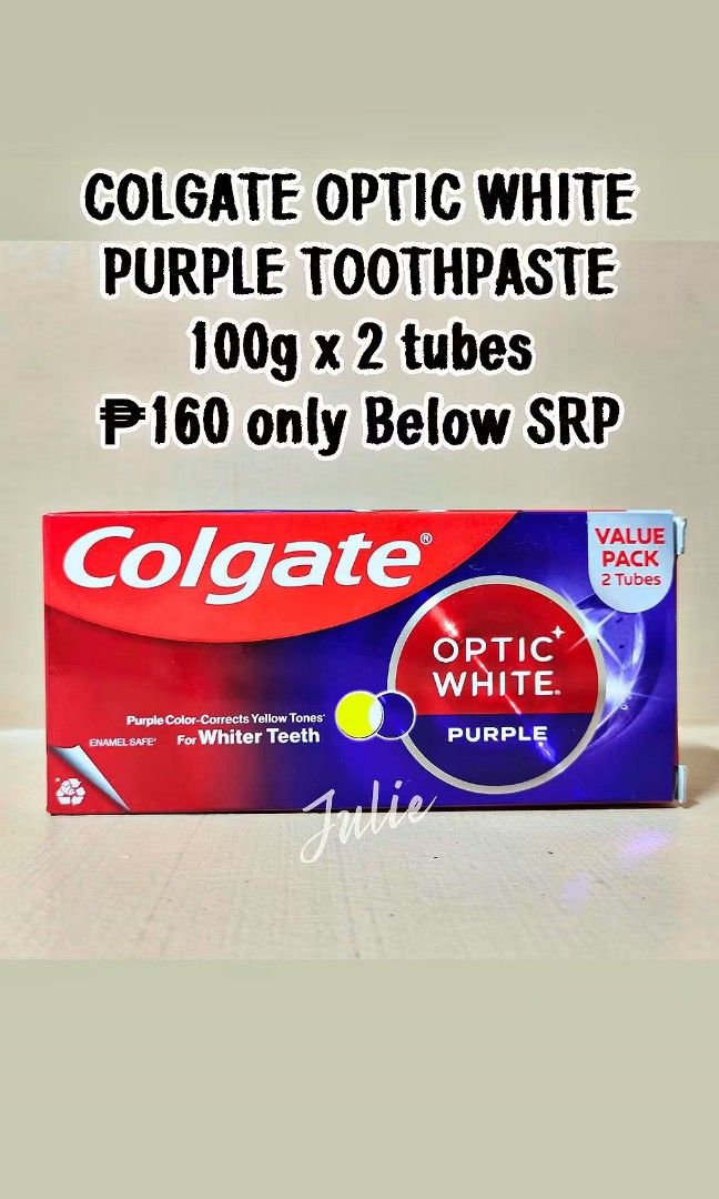 COLGATE OPTIC WHITE PURPLE 100gx 2tubes (Category: Oral Care) located in Manila. Submitted by shein_zaful (Listing ID 1465845725, Image 1). Description: Location: San Andres Bukid Manila 📌 Meet up: Quirino Bakery San Andres 🛵 Lalamove within Metro Manila Same day delivery (Payment first on the item) 💸 Shipping fee shouldered by the buyer.
