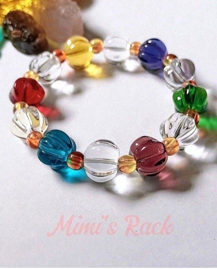 COLORFUL QUARTZ PUMPKIN DESIGN BRACELET (Category: Bracelets) located in Taguig. Submitted by mimisrack (Listing ID 1465914268, Image 2). Description: 🌈Playful prosperity bracelet blending vibrant energy and symbolic abundance -Pumpkin design beads symbolize harvest, wealth, and good fortune -Colorful Quartz represents balance, positivity, and amplified energy -Encourages harmony across emotions and daily life -Ideal gift for abundance, luck, an