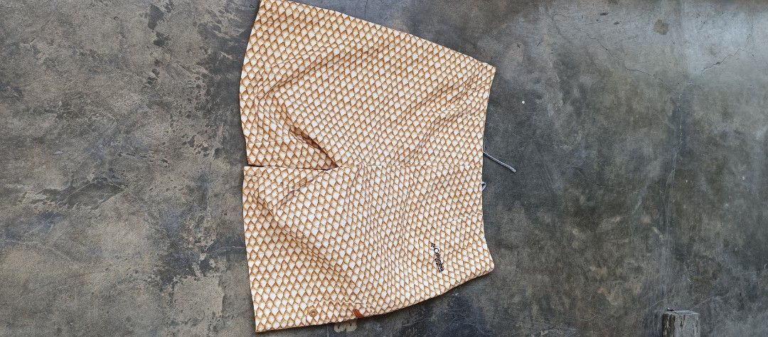 Columbia PFG Fish Scale Board Shorts (Category: Swim Trunks & Board Shorts) located in Manila. Submitted by sandobag (Listing ID 1465819325, Image 2). Description: - Size: W 38- 40 x L 22 - Excellent condition - Color rate:10/10 - Brand: Columbia PFG - Design: Fun orange fish scale pattern with front and back Columbia logos - Technology: Omni-Shield water-repellent fabric - Features: Adjustable drawstring waist, secure side zip pocket, and includ